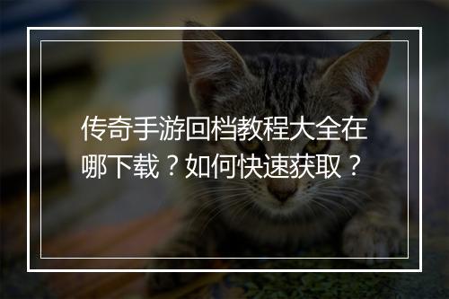 传奇手游回档教程大全在哪下载？如何快速获取？