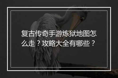 复古传奇手游炼狱地图怎么走？攻略大全有哪些？