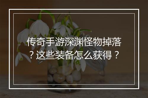 传奇手游深渊怪物掉落？这些装备怎么获得？