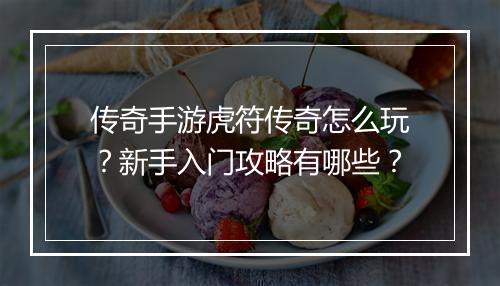 传奇手游虎符传奇怎么玩？新手入门攻略有哪些？