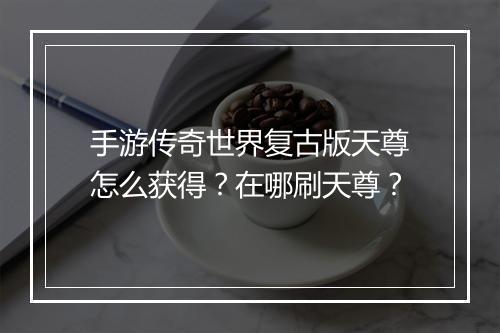 手游传奇世界复古版天尊怎么获得？在哪刷天尊？