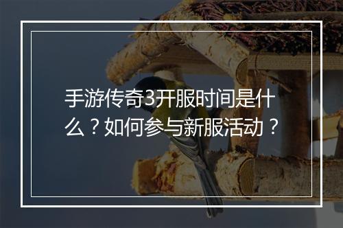 手游传奇3开服时间是什么？如何参与新服活动？