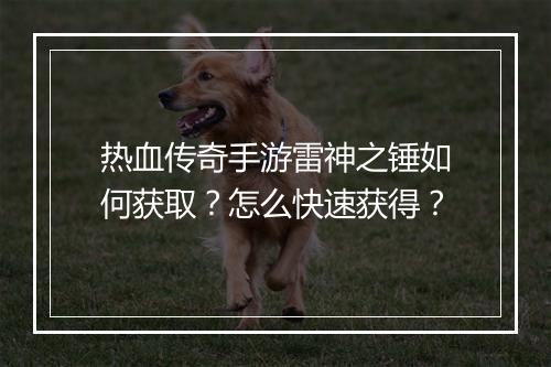 热血传奇手游雷神之锤如何获取？怎么快速获得？