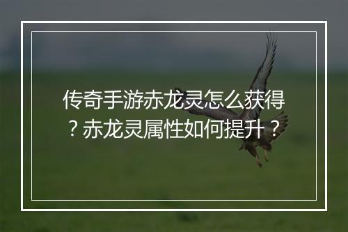 传奇手游赤龙灵怎么获得？赤龙灵属性如何提升？