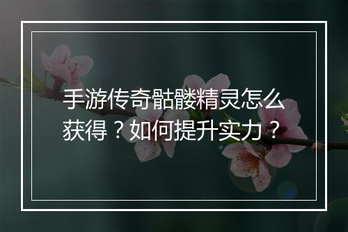 手游传奇骷髅精灵怎么获得？如何提升实力？