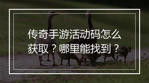 传奇手游活动码怎么获取？哪里能找到？