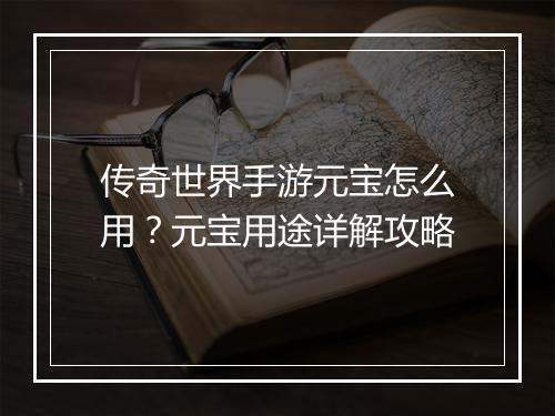 传奇世界手游元宝怎么用？元宝用途详解攻略