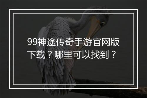 99神途传奇手游官网版下载？哪里可以找到？