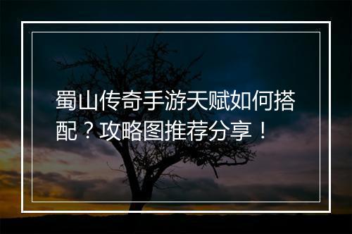 蜀山传奇手游天赋如何搭配？攻略图推荐分享！