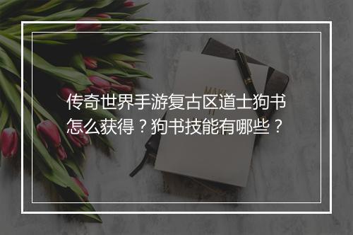 传奇世界手游复古区道士狗书怎么获得？狗书技能有哪些？