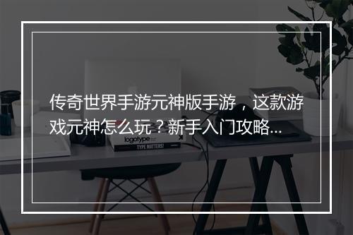 传奇世界手游元神版手游，这款游戏元神怎么玩？新手入门攻略？