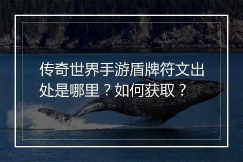传奇世界手游盾牌符文出处是哪里？如何获取？