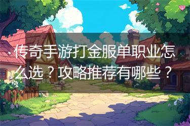 传奇手游打金服单职业怎么选？攻略推荐有哪些？