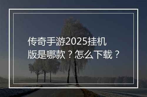 传奇手游2025挂机版是哪款？怎么下载？