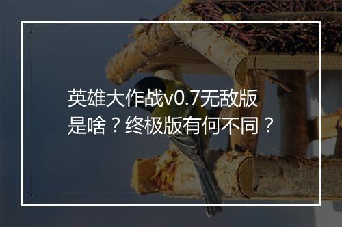 英雄大作战v0.7无敌版是啥？终极版有何不同？