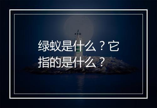绿蚁是什么？它指的是什么？