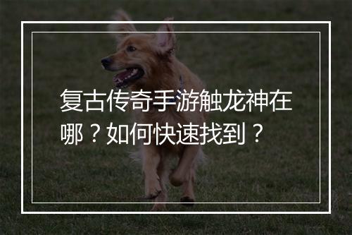 复古传奇手游触龙神在哪？如何快速找到？