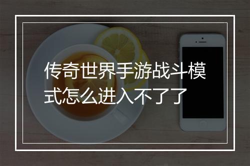 传奇世界手游战斗模式怎么进入不了了