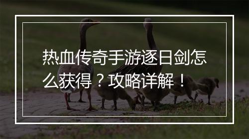 热血传奇手游逐日剑怎么获得？攻略详解！