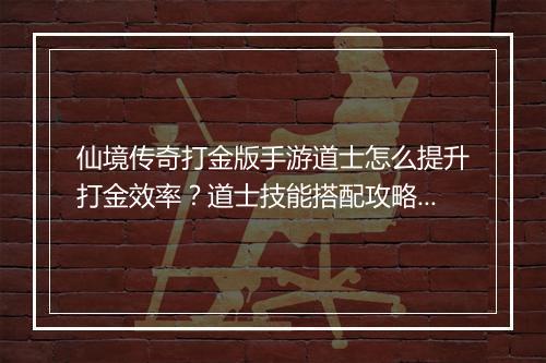 仙境传奇打金版手游道士怎么提升打金效率？道士技能搭配攻略分享