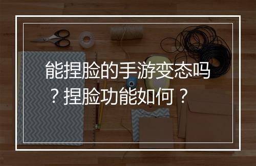 能捏脸的手游变态吗？捏脸功能如何？