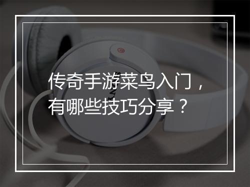 传奇手游菜鸟入门，有哪些技巧分享？