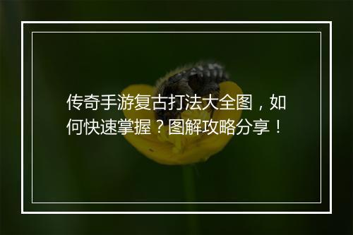 传奇手游复古打法大全图，如何快速掌握？图解攻略分享！