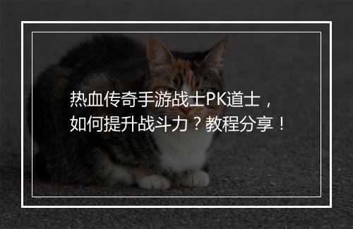 热血传奇手游战士PK道士，如何提升战斗力？教程分享！