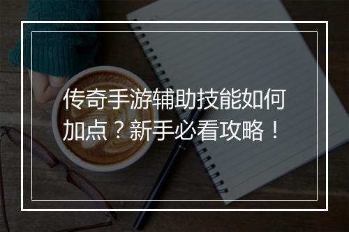 传奇手游辅助技能如何加点？新手必看攻略！