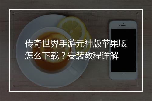 传奇世界手游元神版苹果版怎么下载？安装教程详解