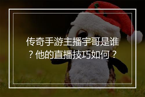 传奇手游主播宇哥是谁？他的直播技巧如何？