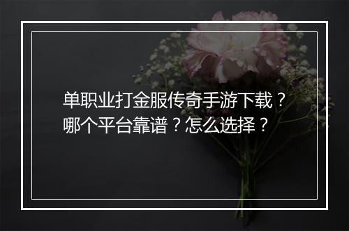 单职业打金服传奇手游下载？哪个平台靠谱？怎么选择？