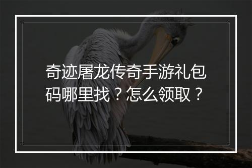 奇迹屠龙传奇手游礼包码哪里找？怎么领取？