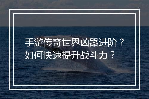 手游传奇世界凶器进阶？如何快速提升战斗力？
