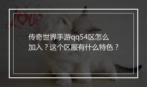 传奇世界手游qq54区怎么加入？这个区服有什么特色？
