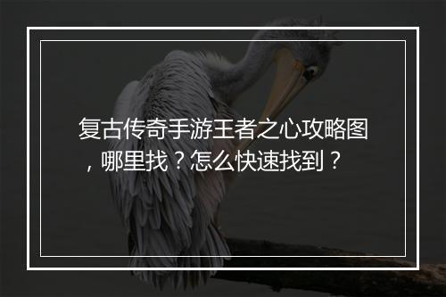 复古传奇手游王者之心攻略图，哪里找？怎么快速找到？