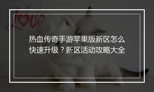 热血传奇手游苹果版新区怎么快速升级？新区活动攻略大全