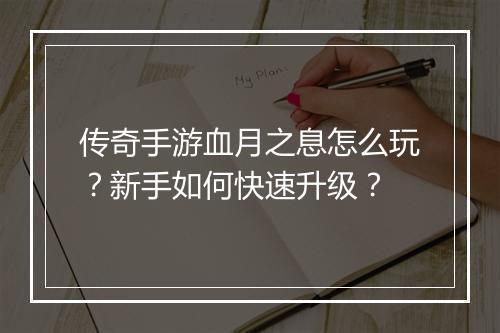 传奇手游血月之息怎么玩？新手如何快速升级？