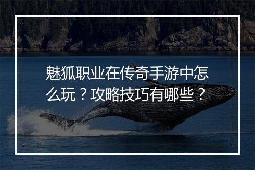 魅狐职业在传奇手游中怎么玩？攻略技巧有哪些？