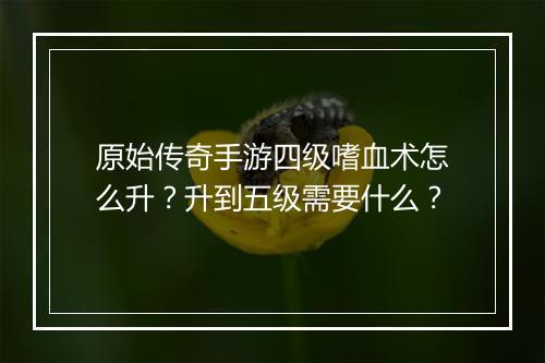 原始传奇手游四级嗜血术怎么升？升到五级需要什么？