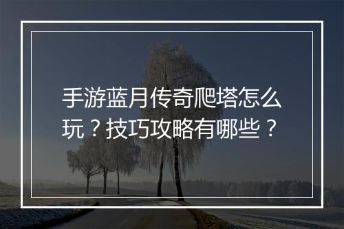 手游蓝月传奇爬塔怎么玩？技巧攻略有哪些？