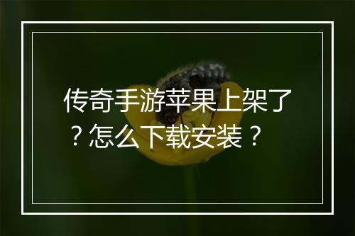 传奇手游苹果上架了？怎么下载安装？
