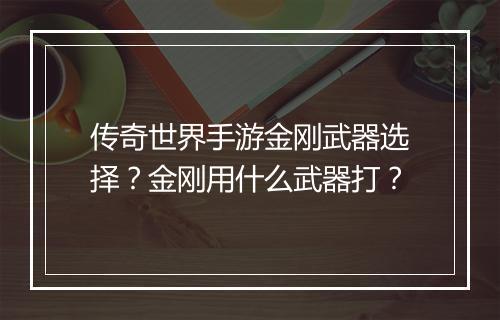传奇世界手游金刚武器选择？金刚用什么武器打？