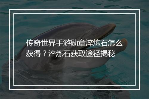 传奇世界手游勋章淬炼石怎么获得？淬炼石获取途径揭秘