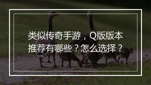 类似传奇手游，Q版版本推荐有哪些？怎么选择？