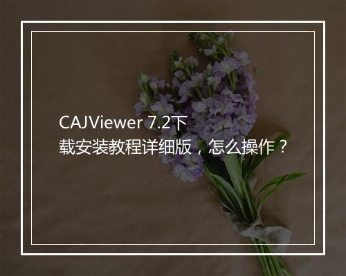 CAJViewer 7.2下载安装教程详细版，怎么操作？
