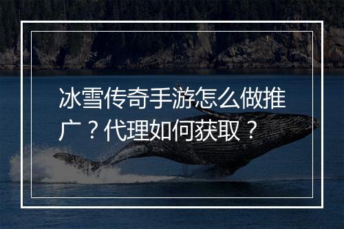 冰雪传奇手游怎么做推广？代理如何获取？