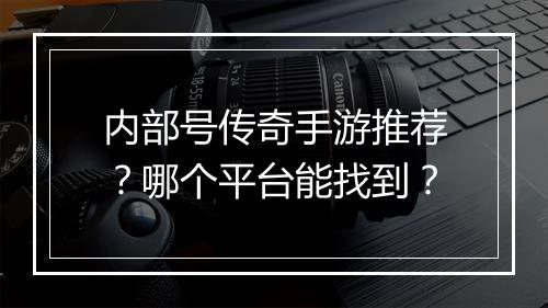 内部号传奇手游推荐？哪个平台能找到？