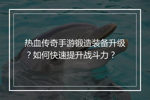 热血传奇手游锻造装备升级？如何快速提升战斗力？