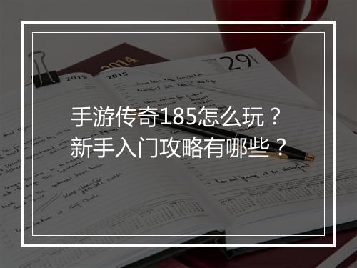 手游传奇185怎么玩？新手入门攻略有哪些？